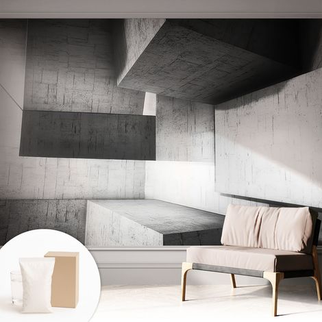 Tapete Vliestapete mit Kleber- abwaschbar - Raumgestaltung Schlafzimmer Wohnzimmer Tapete Geometrische Skulpturen 312x219 cm (1/5)
