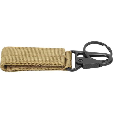 Porte-clés mousqueton à suspendre à une ceinture extérieure, avec sangle auto-agrippante et boucle, couleur boue. (1/5)