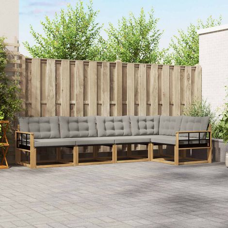 vidaXL Outdoor-Sofagarnitur mit Kissen 5 pcs Weiß und Hellgrau (1/5)