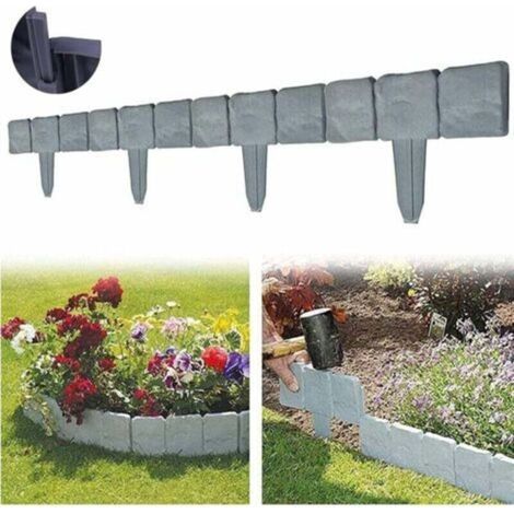 Clôture souple en plastique pour pelouse – bordure de tonte décorative en imitation pierre – treillis de jardin polyvalent (10 pièces, 2,5 m) – idéale comme délimitation esthétique ou support pour pla