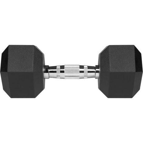 Mancuernas hexagonales de hierro fundido recubiertas de goma, 2 x 10 kg, Rebel Active (1/4)