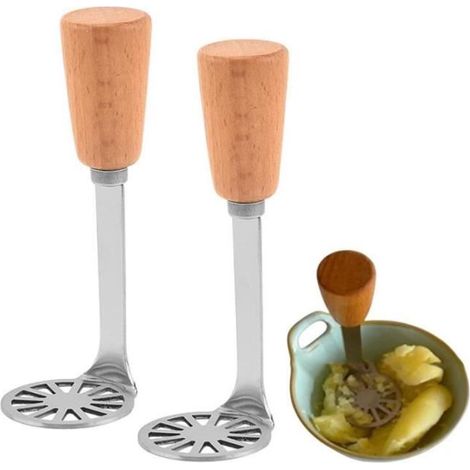Presse purée manuelle - Cuisine - Acier inoxydable - 2 pièces - Facile à nettoyer - Multipurpose (1/4)