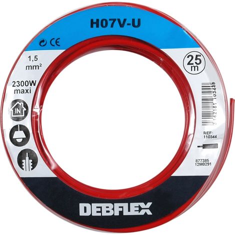 Bobinot de câble Bobine de fils électrique Câble électrique Couronne de câble 110344 Bobinot Câble rigide 25 mètres HO7VU 1,5mm ² Rouge (1/4)
