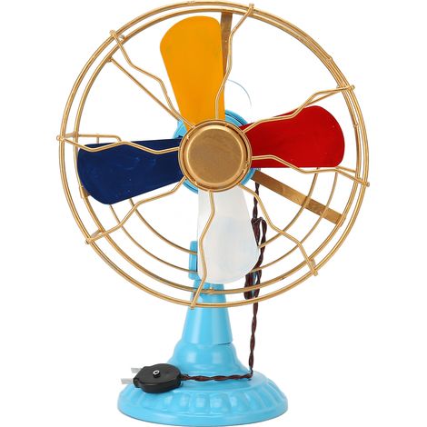 Ventilateur de table rétro vintage, métal durable, base large, couleurs exquises, ventilateur antique pour décoration de couloir ou vitrine (1/5)