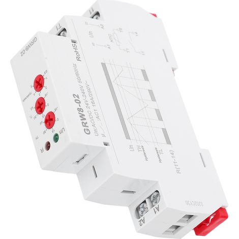Relais Thermostatique GRW8-02 24-240V AC/DC avec Capteur de Température et Fixation Rail DIN