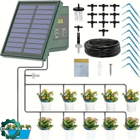 Manuzen - Arrosage solaire goutte à goutte kit programmable 300 programmes 10M — Vert (1/5)