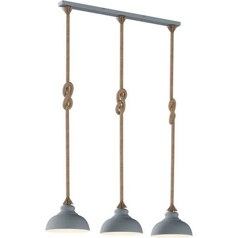 [GEBRAUCHT] B-Ware Lindby Hängeleuchte Pendelleuchte Chaby Metall Seil hellgrau 111 cm 3 flammig (1/2)