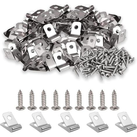 Pinces à fil de clôture en acier inoxydable, 100 pièces, Clips de clôture pour bétail avec 100 vis
