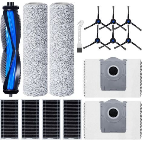 Kit d'accessoires pour ECOVACS DEEBOT X8 PRO Omni/X8 Omni/T80 Omni Robot Aspirateur, 1 brosse principale, 4 filtres, 2 Lingettes Roller, 6 brosses latérales, 2 sacs à poussière, 1 brosse propre (1/4)