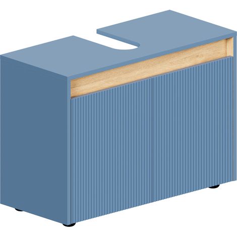 BERNSTEIN - Mobile lavabo da appoggio MDF Azzurro opaco 80x35x54cm (LxPxA) + 2 ante - BELDIVO	Blu azzurro opaco