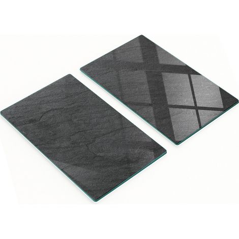 Tableros de vidrio templado con dise帽o decorativo de granito negro, 2x30x52 cm.
