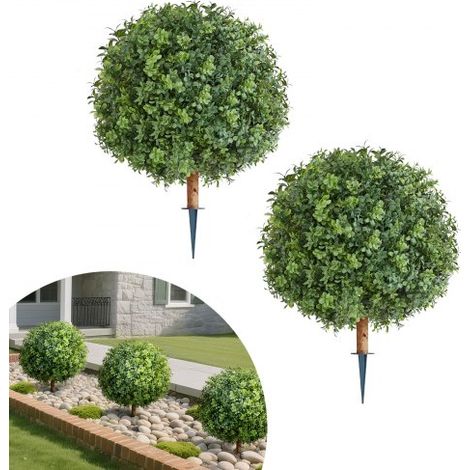 Boule Buis Topiaire Artificiel Extérieur avec Piquet,559 mm,Lot de 2,Fausses Plantes,Faux Arbustes Buissons pour Décoration Extérieur Intérieur,Porche,Patio,Jardin,Balcon,Arrière-cour (1/3)