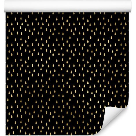 Papel pintado tropical negro y dorado para salón y dormitorio, 50x1000 cm. (1/5)