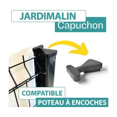 Cloture & Jardin – Capuchon pour poteau à encoches – Résistant aux intempéries – Traitement anti-UV – Finition noire – Accessoire pour poteau
