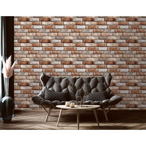 Wallarena Vliestapete Ziegel Mauer, für Wohnzimmer und Schlafzimmer, 10 m x 50 cm – Komplettset inkl. Kleister & Anleitung (1/5)