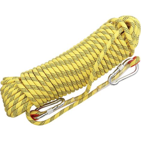 Jeffergarden Corde d'escalade extérieure de 30 m, corde de survie de sécurité de 10 mm de diamètre (jaune) (1/5)