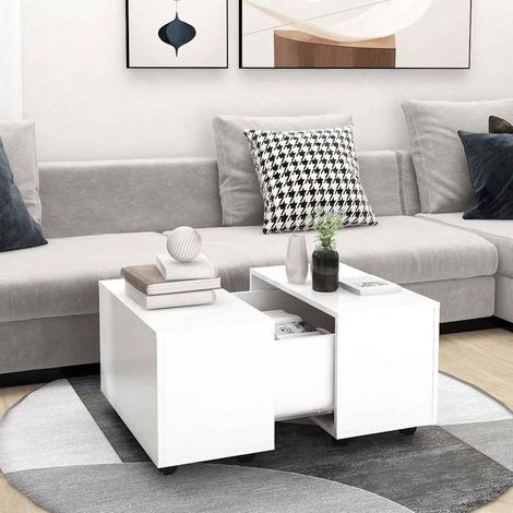 vidaXL Mesa de centro madera contrachapada blanco 60x60x38 cm (1/5)