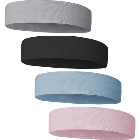 Bandeau sportif 4 pièces, serre-tête en soie de glace antidérapant, bandeau anti-transpiration pour yoga, course, cyclisme et fitness. (1/5)