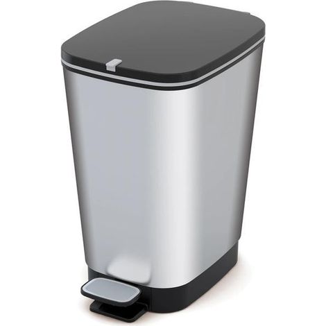 Papelera con pedal + cubo de acero inoxidable 25 L (1/2)
