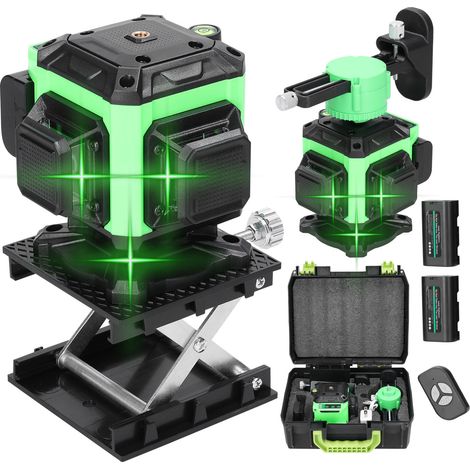 Multifunctional 12 Lines Green Light Laser Level 3° Self-leveling Machine Rechargeable Lithium Battery Leveling Tool Omnidirectional Ground Wall Sticker with Vertical Horizontal Oblique Line (1/5)