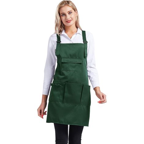 Tablier à bavette ajustable pour femmes de travail professionnel pour stylistes de salon avec poches à outils (1/5)