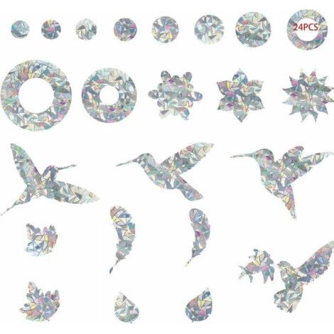 Autocollant Oiseau Oiseaux Collision Anti-Collision Autocollants De Fenêtre Protection De Porte en Verre Silhouett Sticker Vitre Anti-Collision pour Éviter Les Personnes Et Les Oiseaux 24 Pièces