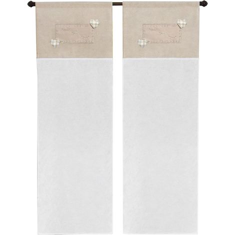 Rideaux de Fenêtre de Porte Intérieur 2 Pièces en Tissu Semi-transparent Beige - 60x240 cm (1/4)