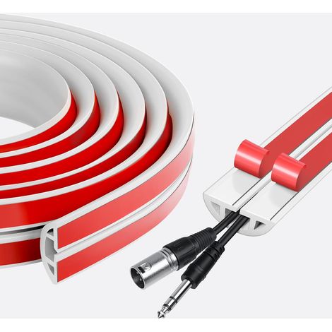 Goulotte Passe Câble,Goulotte Électrique,Cache-Câble en Pc Souple,Convient À Tous Les Câbles d'alimentation,pour La Maison,Le Bureau,L'École,La Salle des Machines,30 Mm × 3 Mètres,Blanc (1/5)