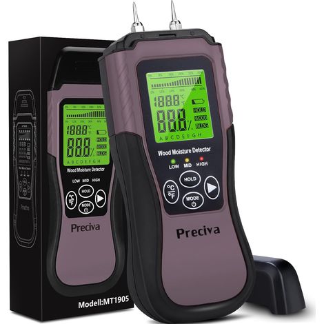 Medidor de humedad para madera, detector digital de humedad, detector de fugas de agua, comprobador de humedad para madera y materiales de construcción con pantalla LCD retroiluminada. (1/5)