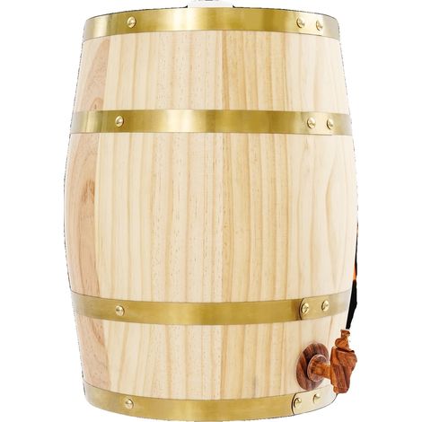 Botte di legno per vino, dimensioni 10,24 x 12,99 pollici, capacità 2,6 galloni, design vintage ed elegante, cerchi in metallo per stabilità, valvola di sicurezza integrata. (1/5)