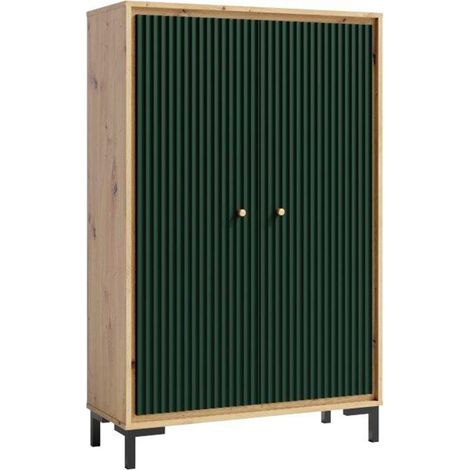 Monmobilierdesign – Armoire contemporaine 2 portes 3 étagères 89x37x140 cm en bois – Système de fermeture robuste – Fabrication Union Européenne – 5 coloris disponibles (1/5)