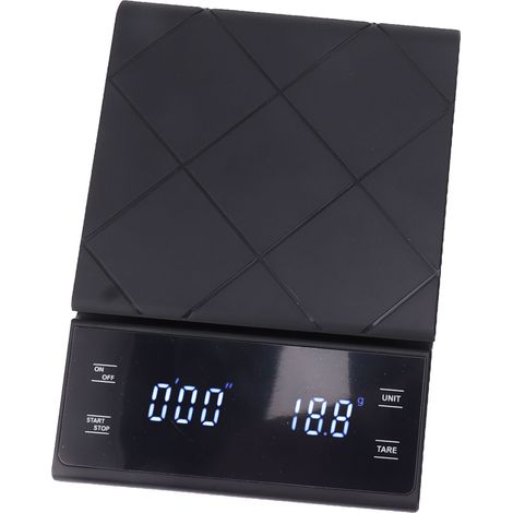Balance à café 3 kg 0,1 g, étanche, tactile, numérique, avec minuteur, pour cuisine, café, boulangerie, noir