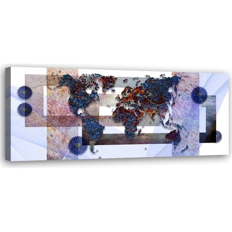 Tableau sur toile Carte du monde bleue 90x30 (1/5)