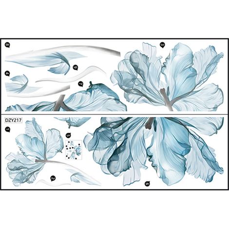 Autocollant Mural Fleur - Vinyle Découpé Haute Qualité - Réutilisable et Sans Trace - Pour Salon Chambre Bureau - 1 Pièce (1/5)