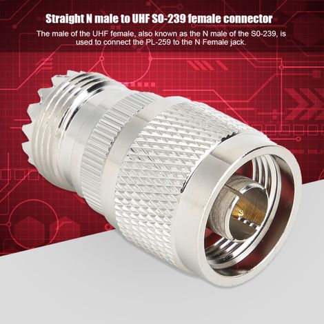 Paquete de 3 adaptadores de cable coaxial rectos tipo N macho a UHF SO-239 hembra (1/5)