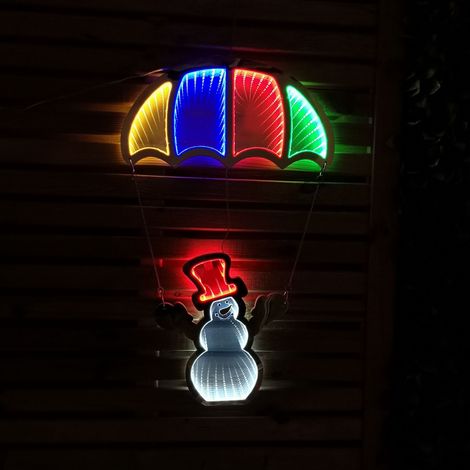60cm Infinity Light up Hanging Parachute Snowman Christmas Decoration with Multi-Coloured LEDs (1/4)