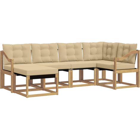 Set di divani da esterno con cuscino 6 pz Salotto da Giardino Bianco e Beige (1/5)