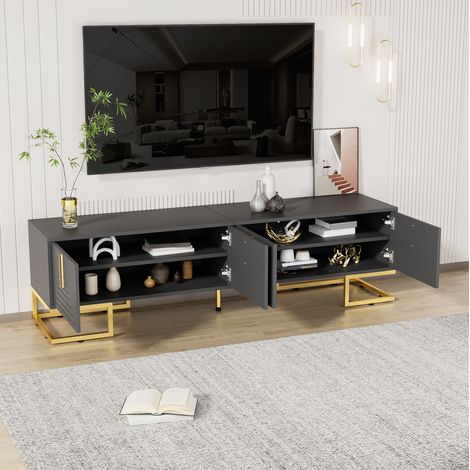 TV Schrank Sideboard Aufbewahrung 170 cm Grauschwarz HAVRYA (1/5)
