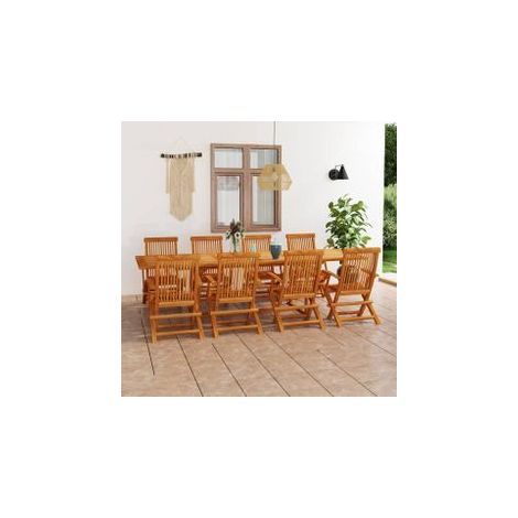 Salon de jardin 9 pcs Bois de teck massif (1/5)