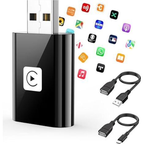 Mini Adaptateur CarPlay sans Fil pour iPhone, Clé CarPlay 2026, Convertissez Le Filaire en sans Fil, Plug & Play avec Typ-C/USB, Compatible avec Les Voitures à partir de 2016 et iOS 10+ (1/5)