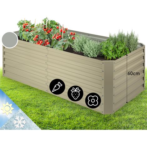 High Grow Straight Hochbeet 180x60x90cm 970l Stahl verzinkt Beige