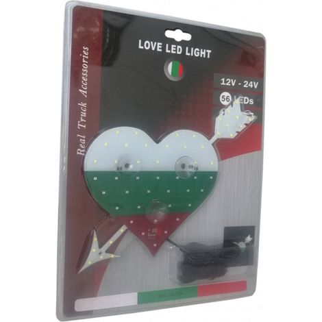 LED-beleuchtetes Herz in Weiß–Grün–Rot – BG/Bulgarische Flagge – 12V–24V – 56 LEDs