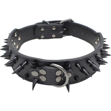 Collier chien cloute, Collier chien cuir, collier chien cuir clouté NOIR (1/4)