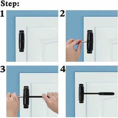 Cierrapuertas automático con resorte de seguridad: fácil instalación para convertir puertas batientes en puertas de cierre automático. (1/4)