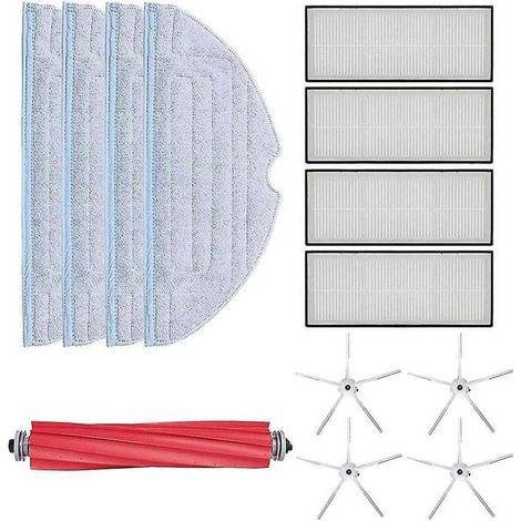Pour Roborock S7, brosse principale x 1 serpillère x 4 filtres x 4 brosses latérales blanches x 4