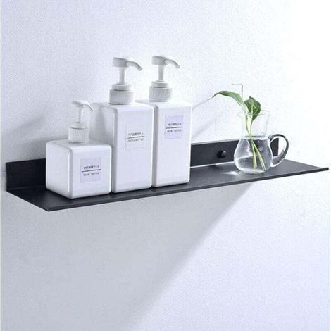 1 pc Metal Wall Shelf for Bathroom - Rustproof - Black (30cm) (1/4)