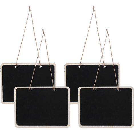 Lot de 4 mini tableaux noirs rectangulaires suspendus, double face, pour mariage, mariage, fête, numérotation des tables, étiquettes de messages, tableau mémo-4pcs-Black