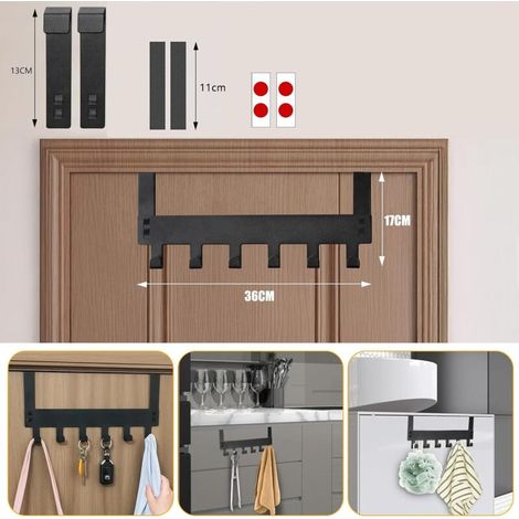Appendiabiti da porta, gancio per porta, salvaspazio, in acciaio inossidabile solido e resistente - Ideale per camera da letto, cucina, ufficio, bagno (nero) (1/4)