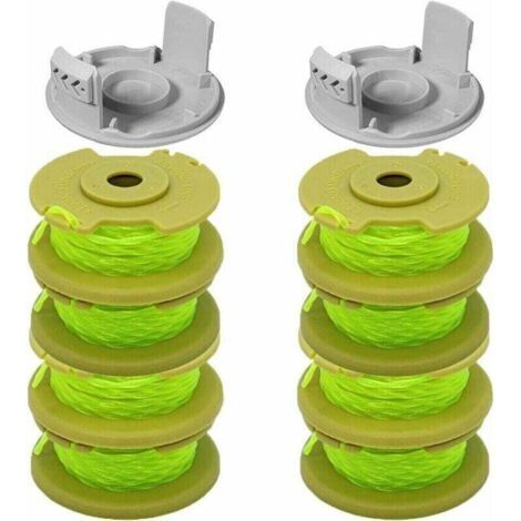 10er-Pack Ersatzspulen für Ryobi 1/4-Zoll-Trimmer, kompatibel mit dem Akku-Trimmer Ryobi One+ AC14RL3A, 8 Spulen + 2 Schneidkappen (Gelb) – Karteo (1/4)