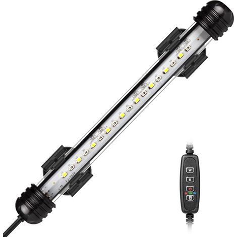Lampe LED submersible pour aquarium 19 cm – Éclairage bleu et blanc – Minuterie automatique – Étanchéité IP68 – Luminosité réglable 20-100% (1/5)